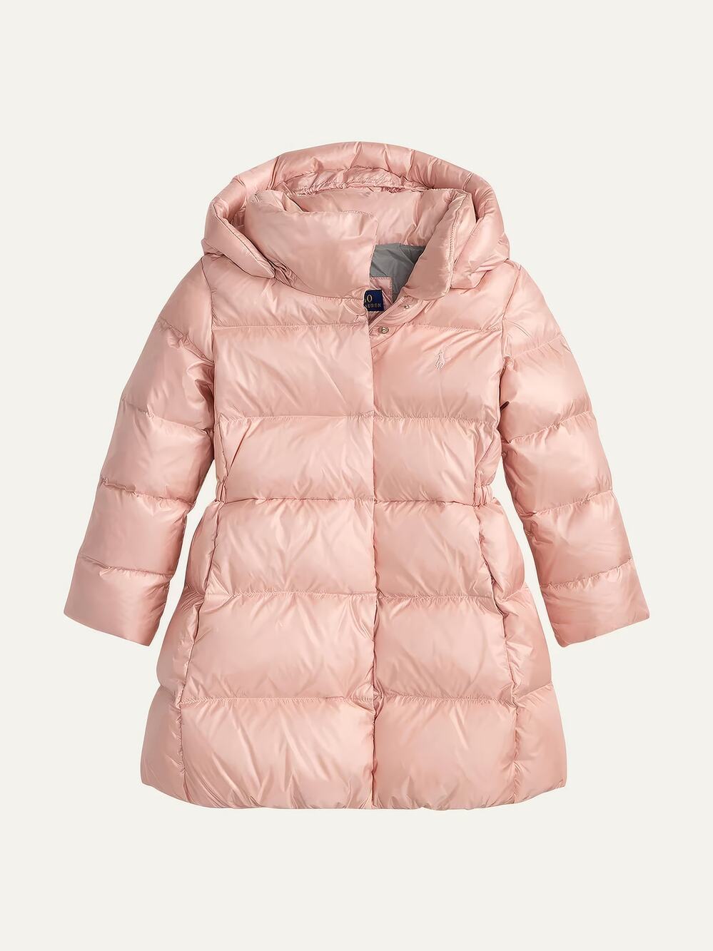 Polo Ralph Lauren Girls Metallic Down Hooded Long Jacket Pink Size 4 NWT